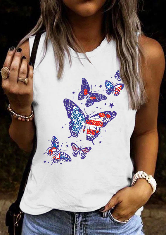 Butterfly 4th Of July O-Neck Tank - White, 535206