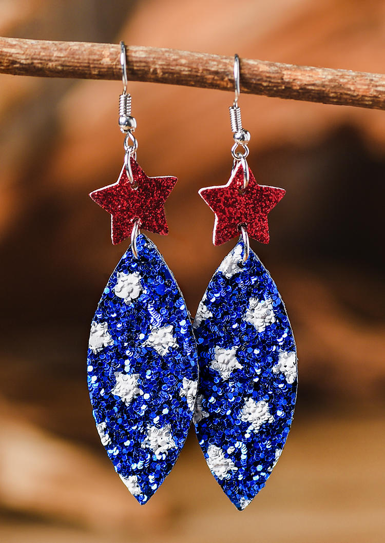 

Glitter Star Leaf Hook Earrings, Multicolor, 535495