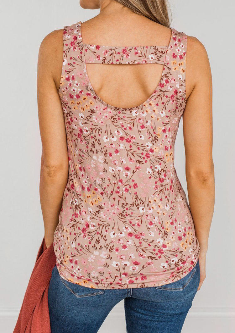 Floral Hollow Out O-Neck Tank