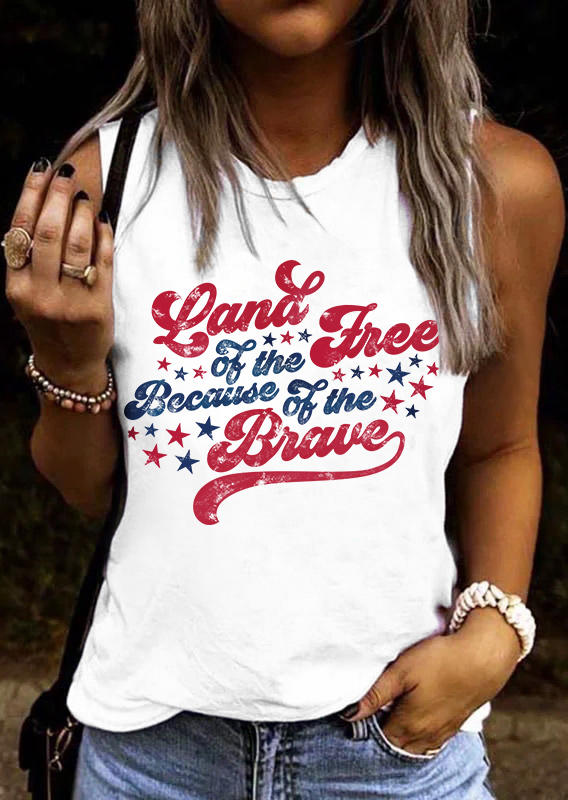 

Land Of The Free Because Of The Brave Star Tank - White, 535460