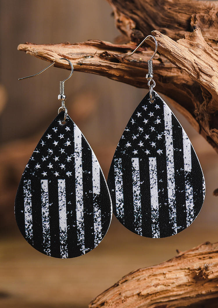 

American Flag Water Drop Earrings, Multicolor, 535533