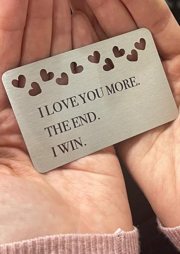 I Love You More The End I Win Hollow Out Heart Gift Card, Silver, 535671