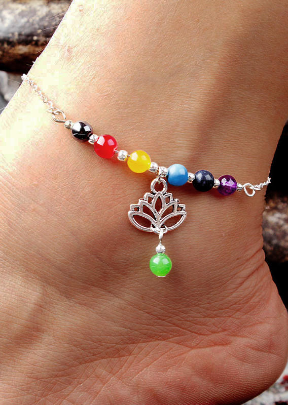 

Colorful Beading Lotus Alloy Anklet, Multicolor, 535672