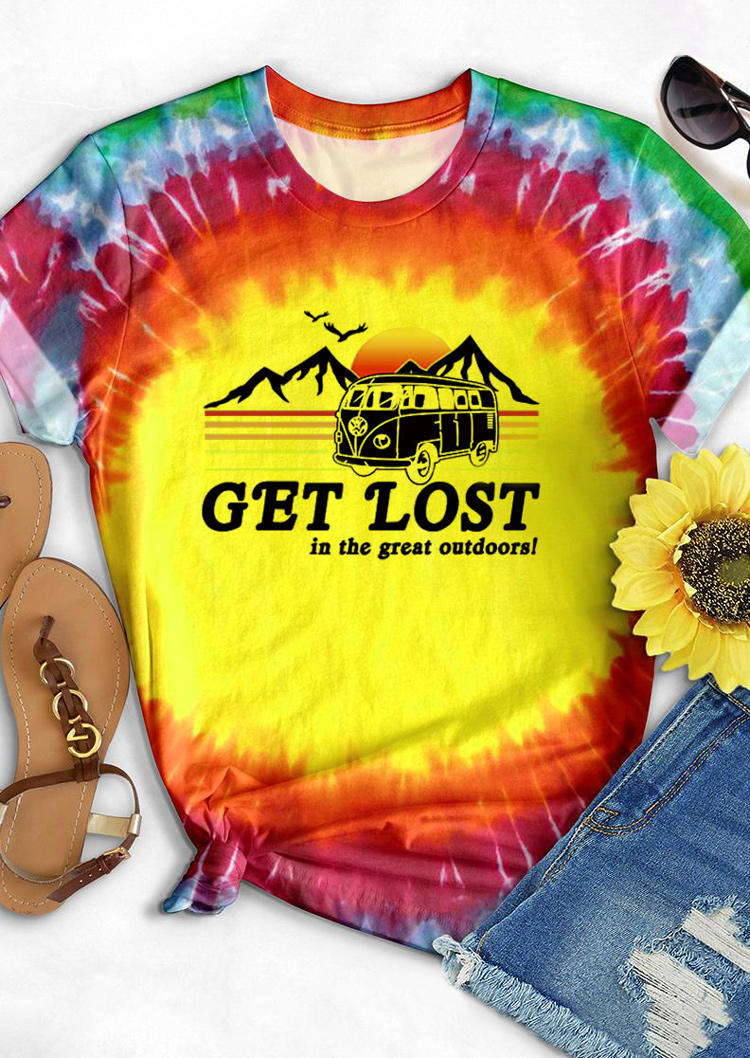 

Get Lost In The Great Outdoors Tie Dye T-Shirt Tee, Multicolor, 535657