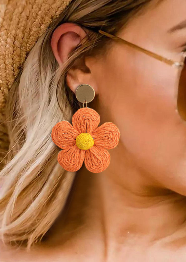 

Bohemian Floral Stud Earrings, Orange, 535660