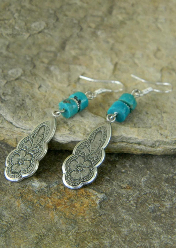 Bohemian Floral Turquoise Earrings