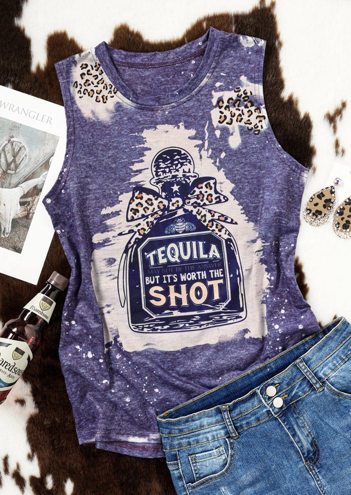 

Tequila May Not Be The Answer But It's Worth The Shot Leopard Tank - Purple, SCM001494