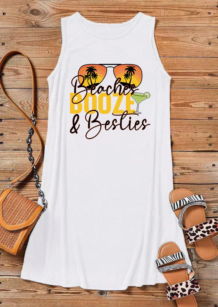 Beaches Booze & Besties Sunglasses Mini Dress - White