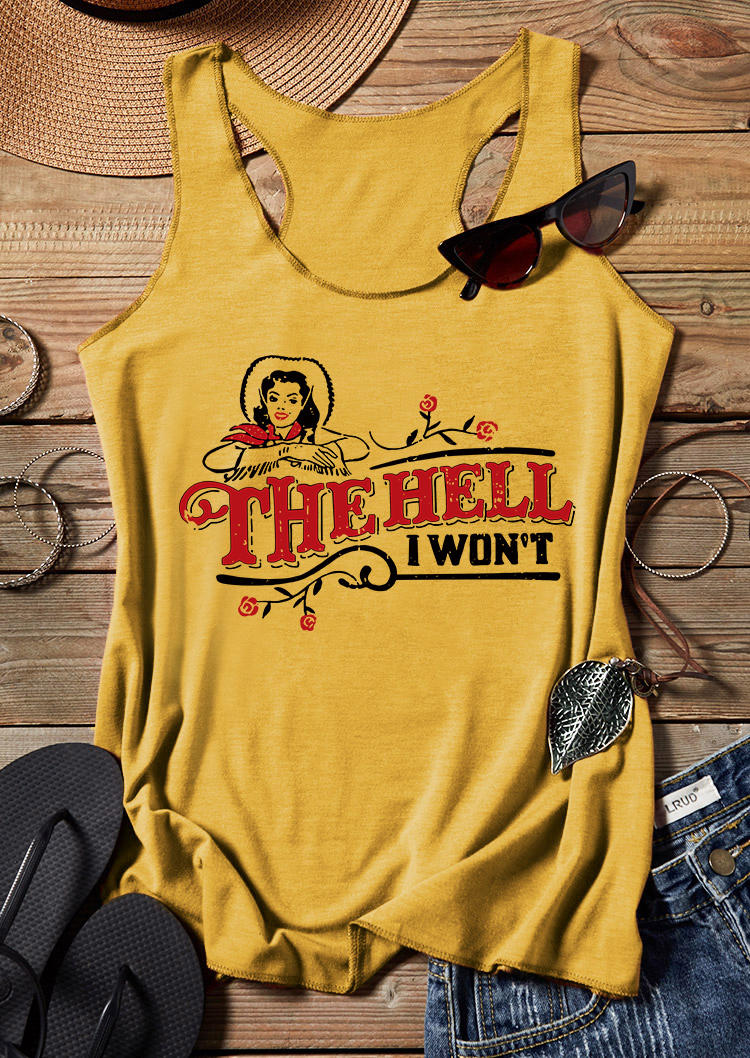 

The Hell I Won't Racerback Tank - Yellow, 535580