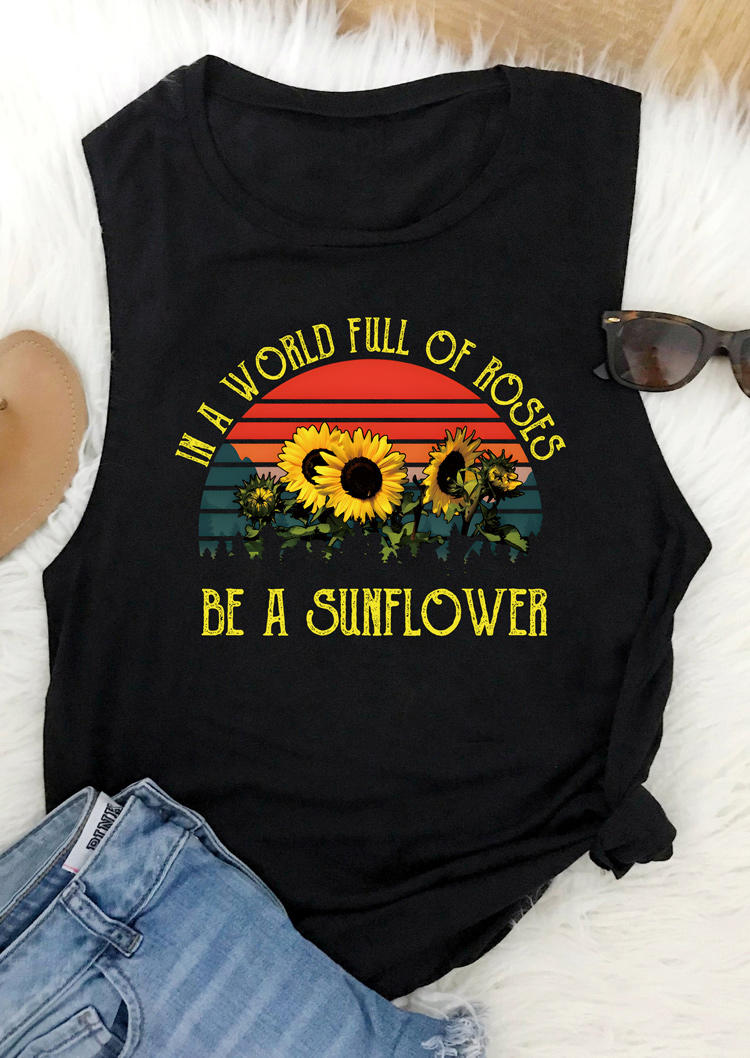 In A World Full Of Roses Be A Sunflower Tank - Black 535650
