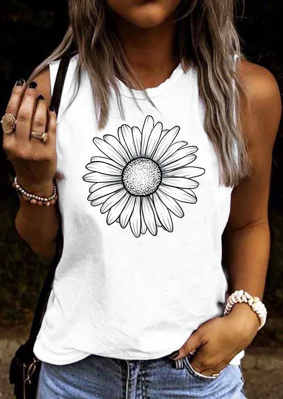 

Daisy O-Neck Casual Tank - White, 535653