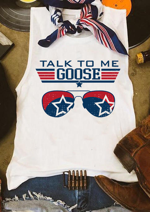 Talk To Me Goose American Flag Star Tank - White