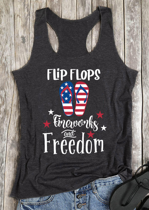 

Flip Flops Fireworks And Freedom Racerback Tank - Dark Grey, Gray, 535635