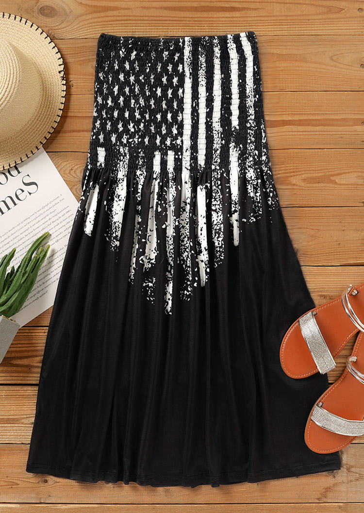 American Flag Strapless Bandeau Mini Dress - Black