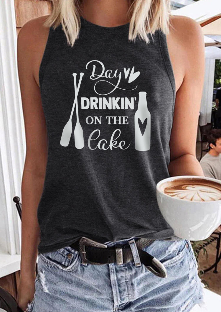 

Day Drinkin' On The Lake Heart Tank - Dark Grey, Gray, 535720