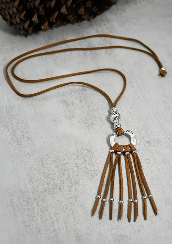 Bohemian Ethnic Hollow Out Tassel Pendant Necklace