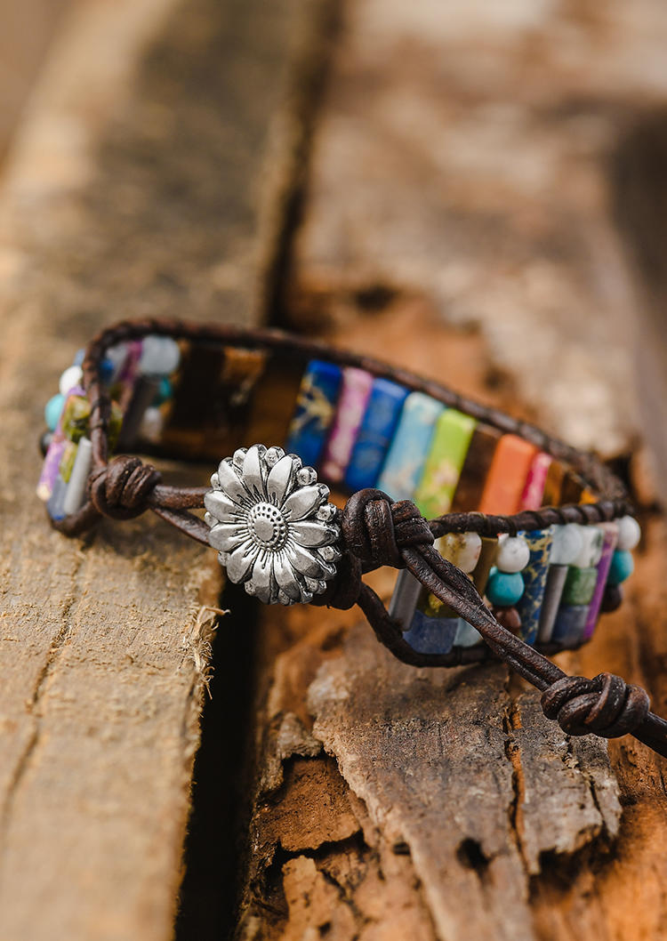 

Sunflower Beading Leather Bracelet, Multicolor, 536026