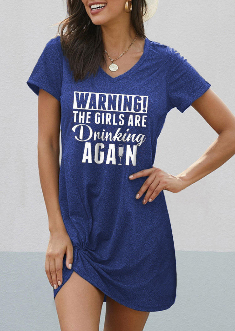 Warning The Girls Are Drinking Again Twist Mini Dress - Blue