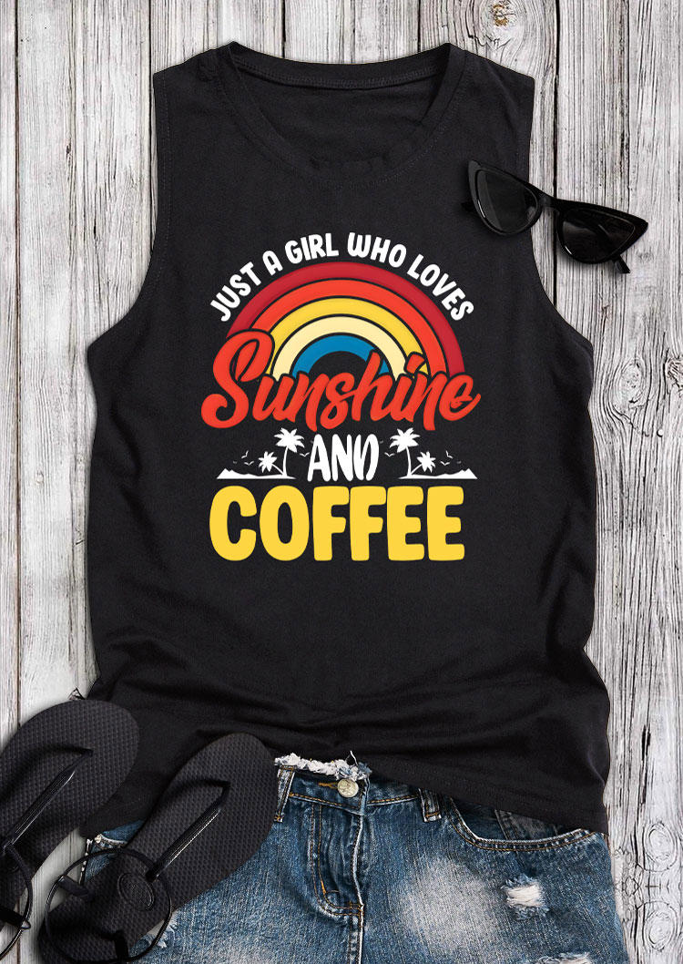 Just A Girl Who Loves Sunshine And Coffee Tank - Black