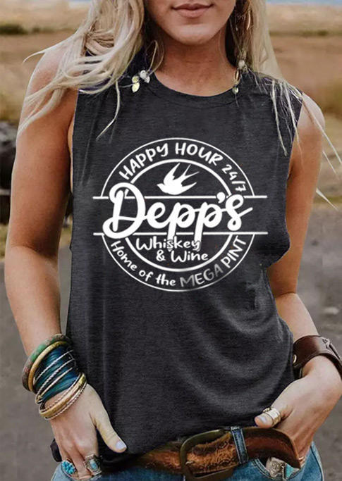 

Depp's Whiskey & Wine O-Neck Tank - Dark Grey, Gray, 535894