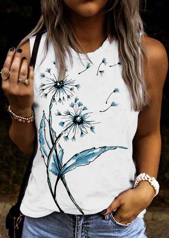 

Dandelion O-Neck Casual Tank - White, 535898