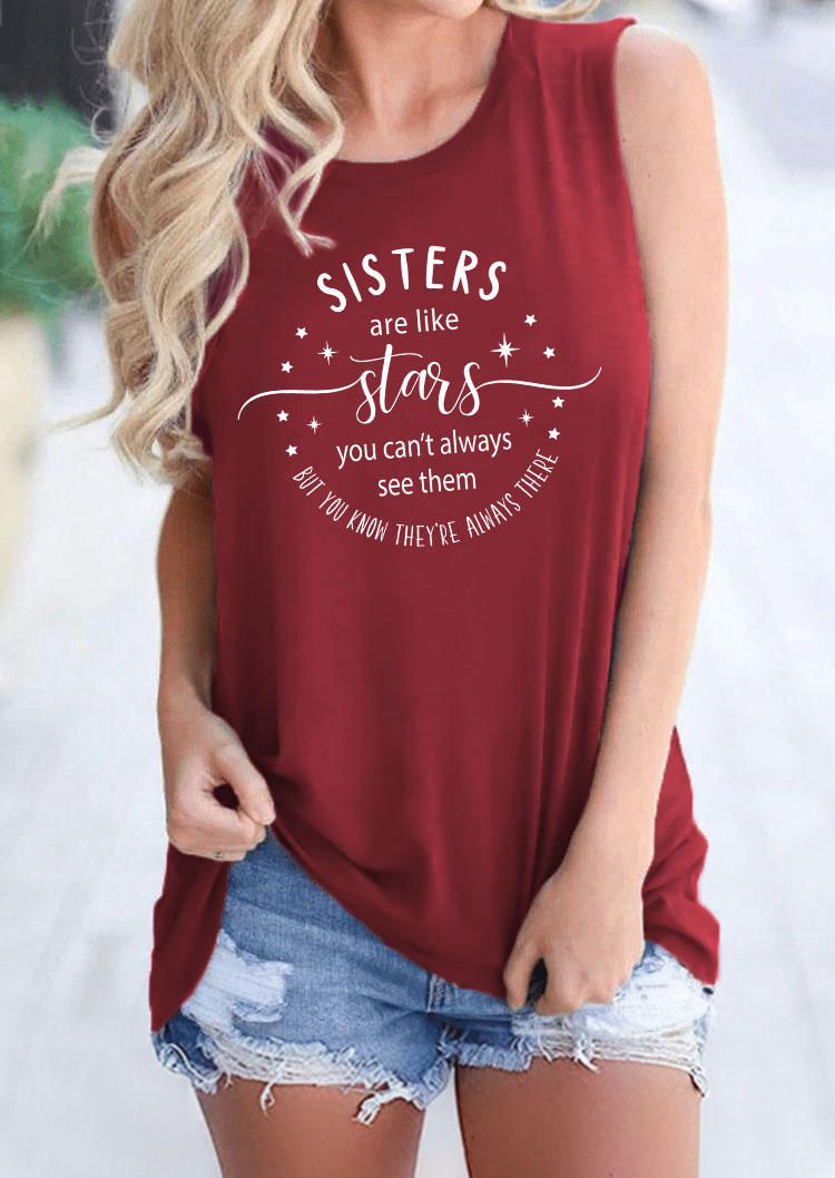 Sisters Are Like Stars O-Neck Tank - Burgundy
