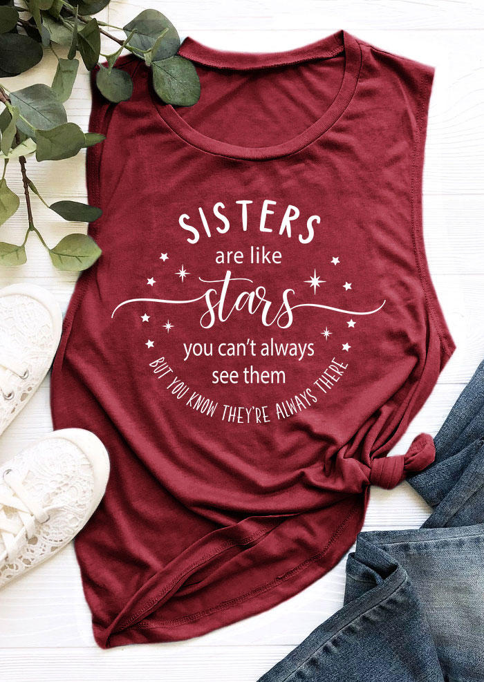 

Sisters Are Like Stars O-Neck Tank - Burgundy, 535907