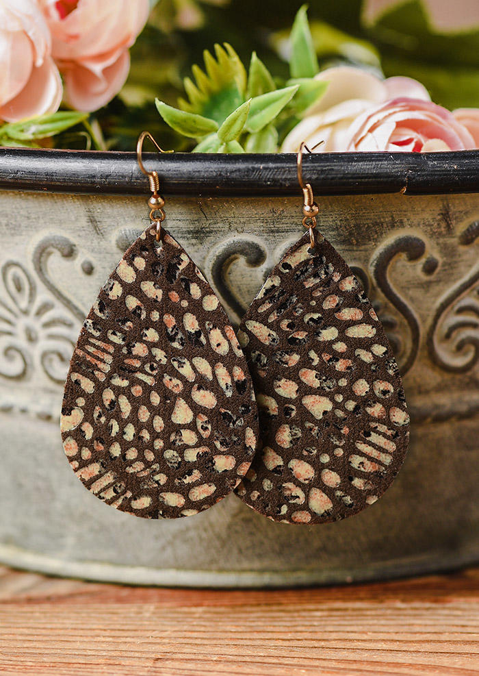 

Leopard Water Drop Earrings, Brown;burgundy, 535935