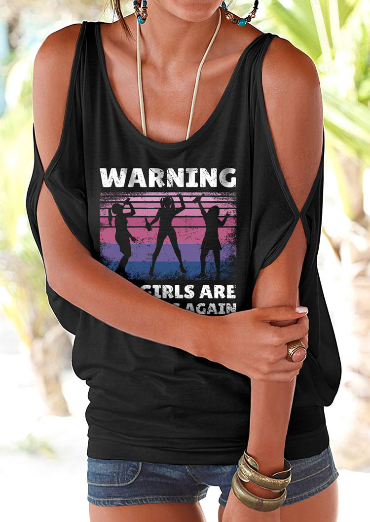 

Warning The Girls Are Drinking Again Cold Shoulder Blouse - Black, 536090