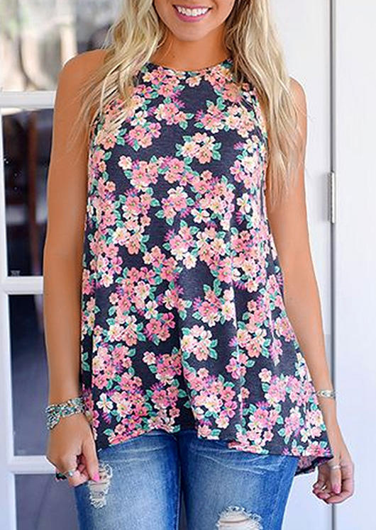 Floral Open Back Casual Tank
