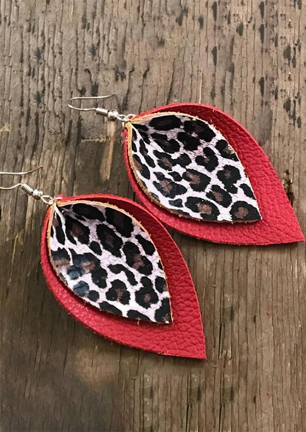 Double-Layered Leopard Water Drop Earrings