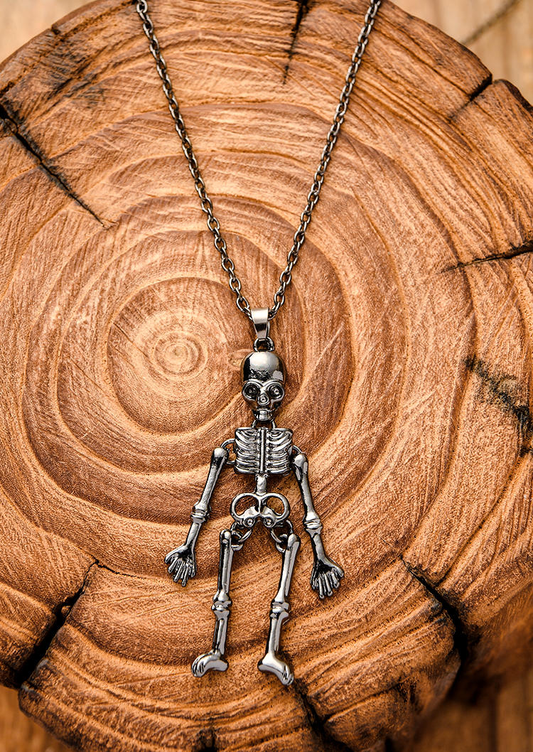 

Skeleton Alloy Pendant Necklace, Black, 536039