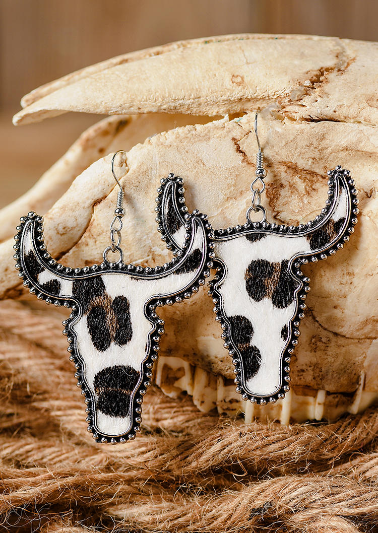 Leopard Steer Western Pendant Earrings