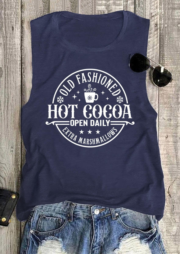 Old Fashioned Hot Cocoa Open Daily Tank - Navy Blue