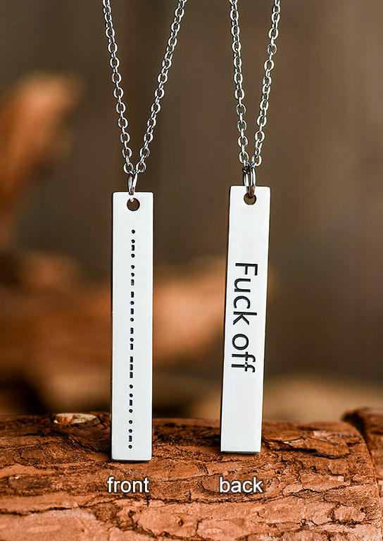 

1 Piece Morse Code Letter Pendant Necklace, Silver, 536079