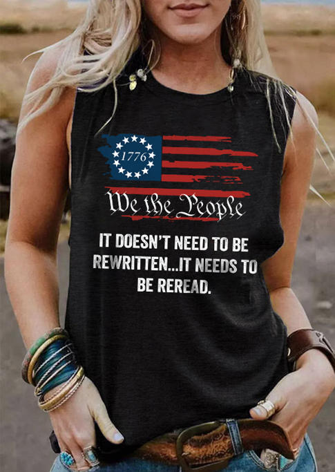 

American Flag 1776 We The People Tank - Black, 536098