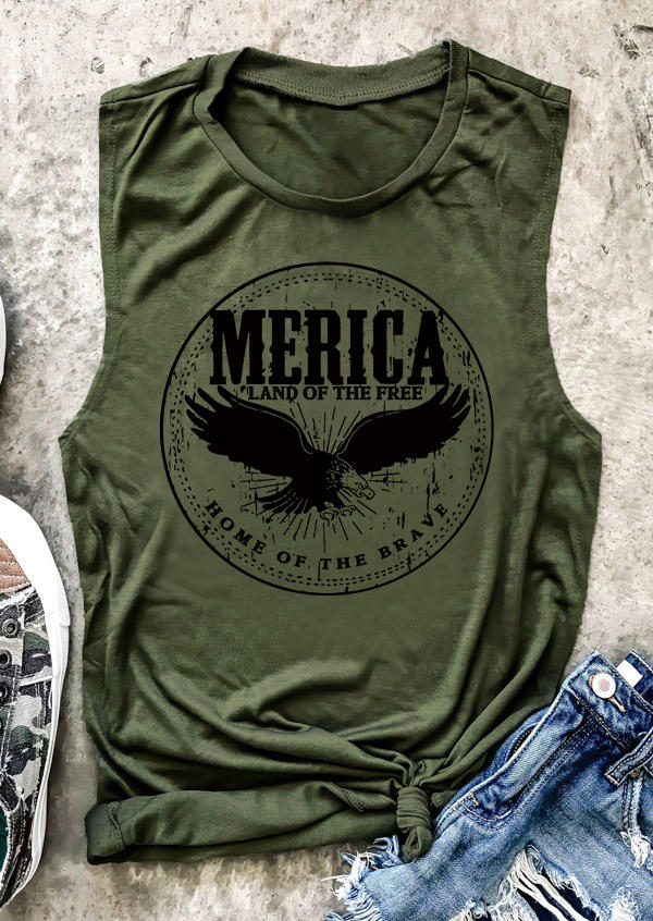 

Merica Land Of The Free Home Of The Brave Eagle Tank - Army Green, 536100