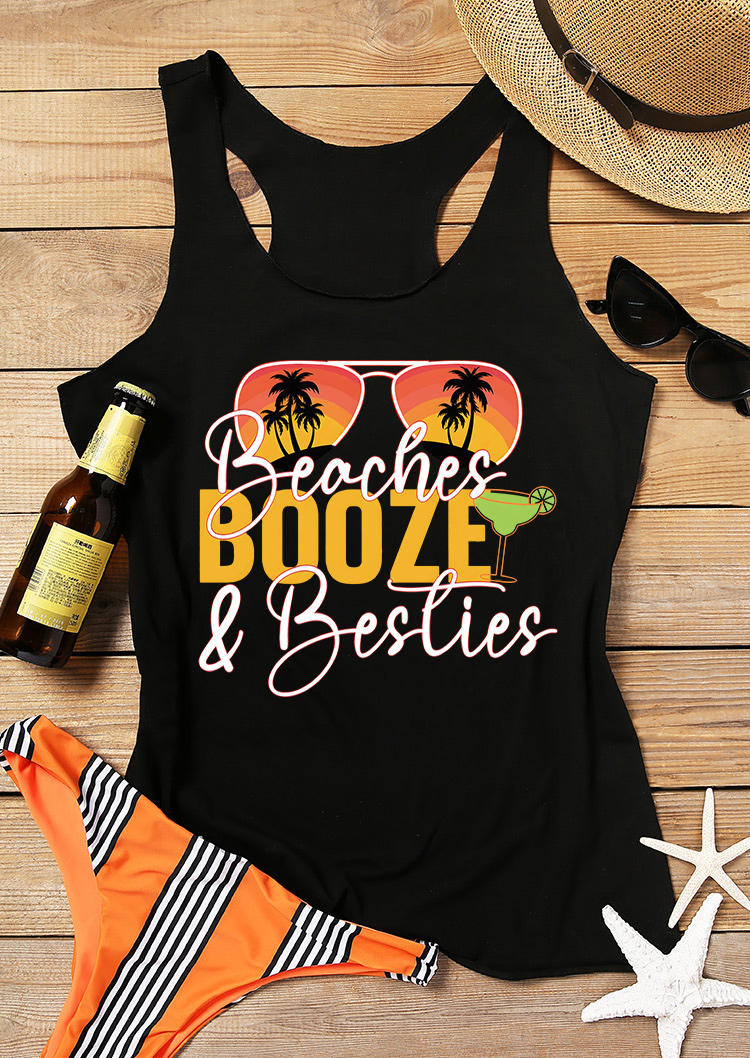 

Beaches Booze & Besties Sunglasses Racerback Tank - Black, 536108