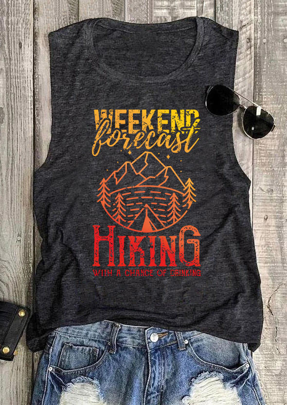 Weekend Forecast Hiking With A Chance Of Drinking Gradient Tank - Dark Grey