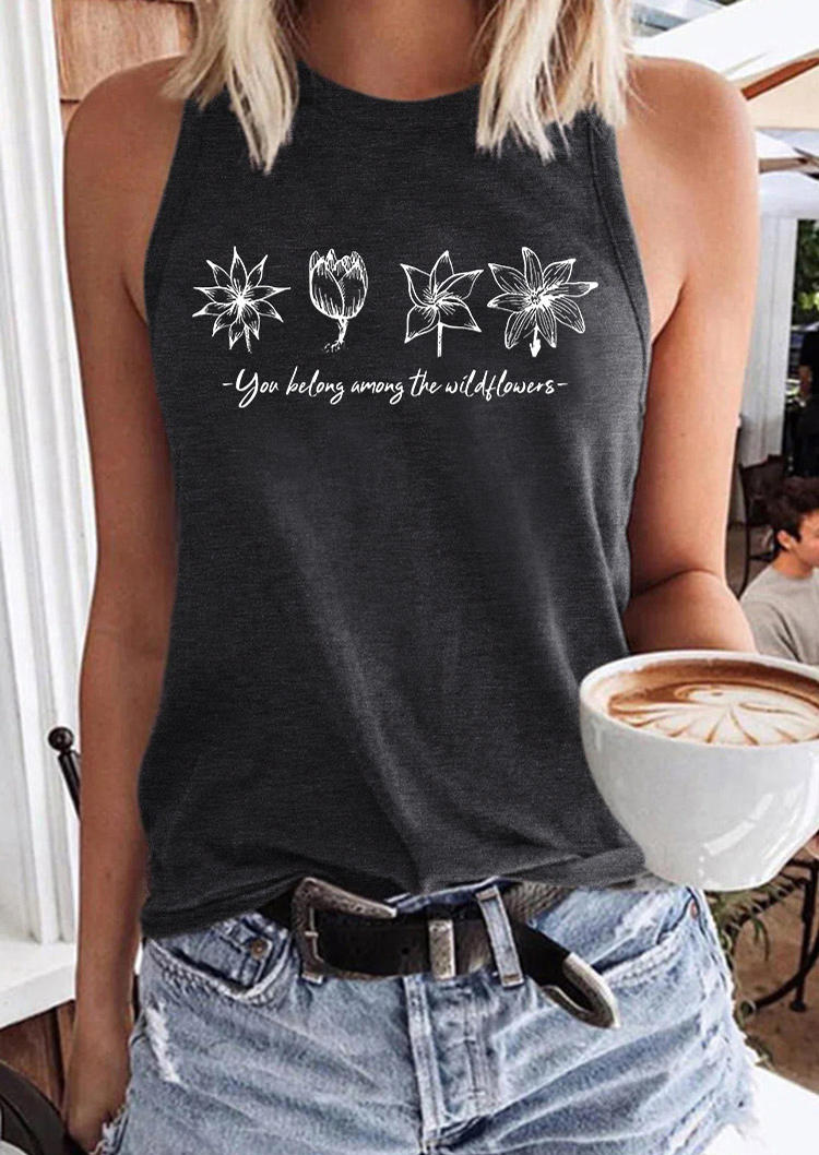 

You Belong Among The Wildflowers Racerback Tank - Dark Grey, 536218
