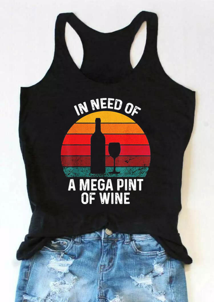 

In Need Of A Mega Pint Of Wine Racerback Tank - Black, 536320