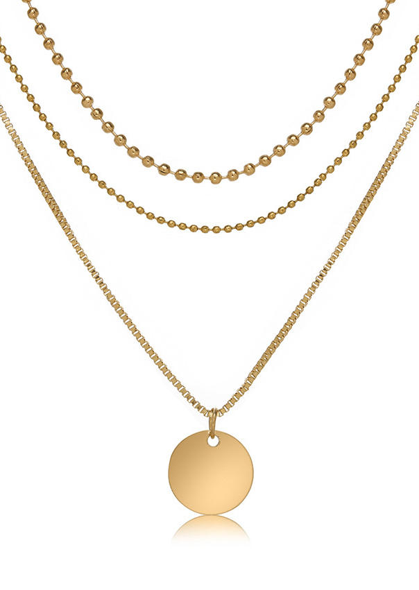 Disc Coin Multi-Layered Pendant Necklace