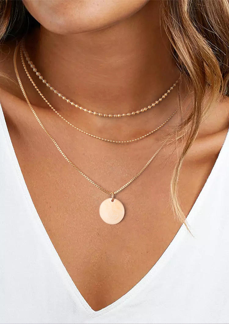 Disc Coin Multi-Layered Pendant Necklace