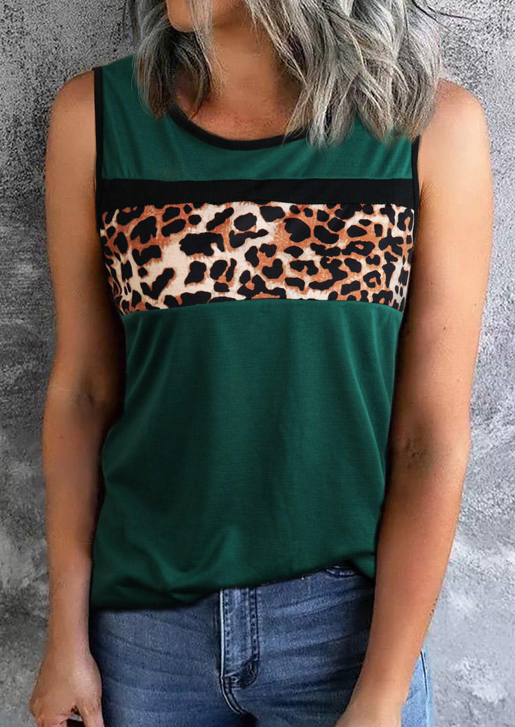 

Leopard O-Neck Casual Tank - Green, SCM001666