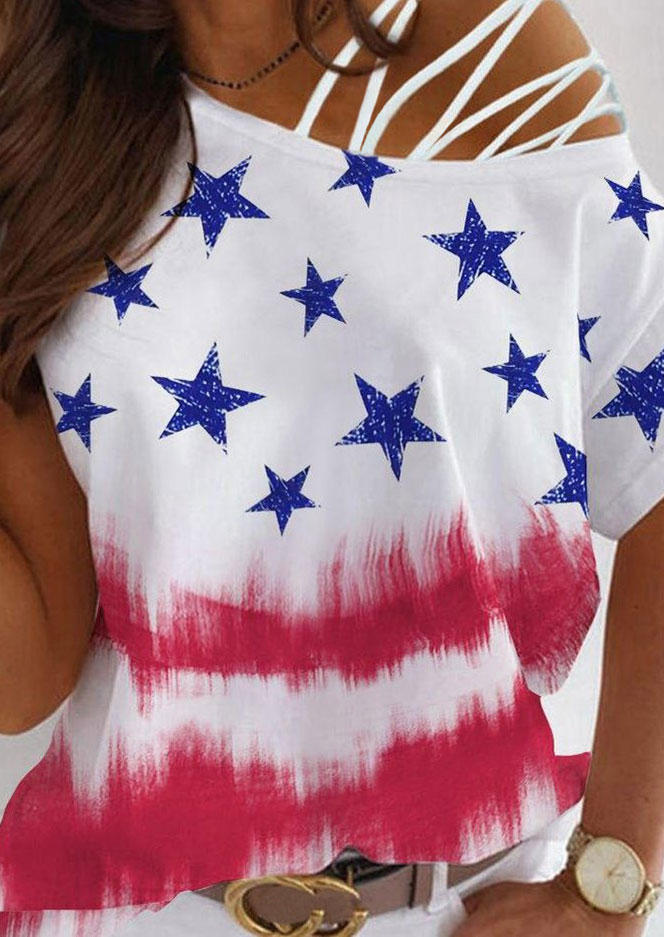 

American Flag Criss-Cross Blouse, Multicolor, SCM001929