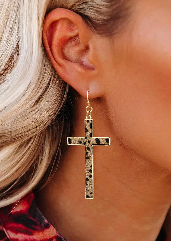 

Leopard Cross Hook Earrings, Multicolor, 536076