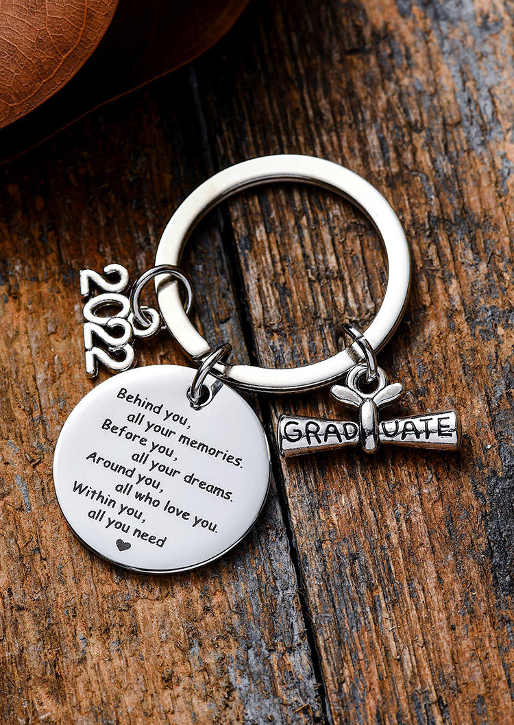 

2022 Graduate Behind You All Your Memories Keychain, Silver, SCM001752