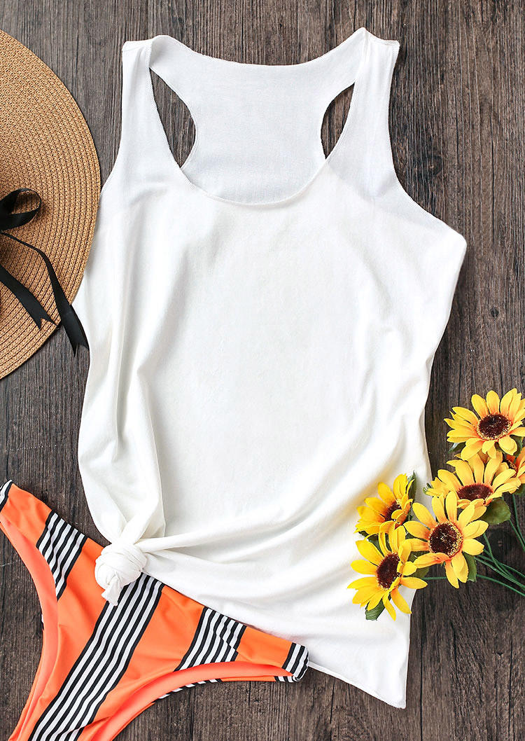 O-Neck Casual Racerback Tank - White