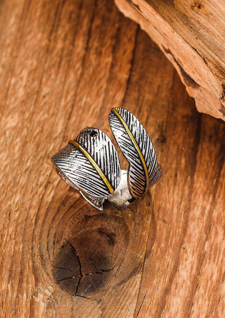 

Vintage Feather Open Alloy Ring, Silver, SCM001653