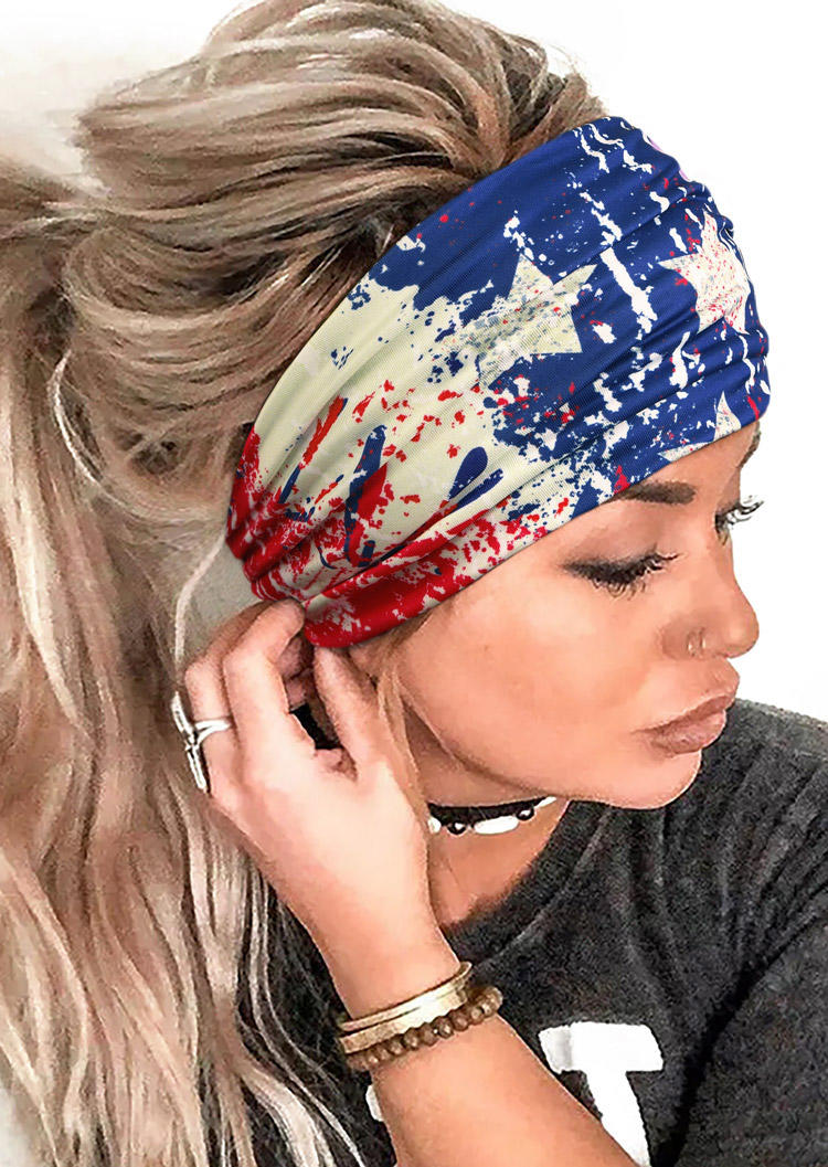 

American Flag Yoga Wide Headband, Multicolor, SCM001678